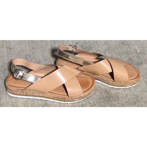 NWOT Nine West Platform Sandal Strap Brown‎ crisscross summer casual size 10 - Picture 2 of 6